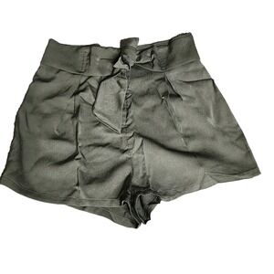 She + Sky High Waist Pleated Shorts‎ Small Olive Green Belt Hot Pants
